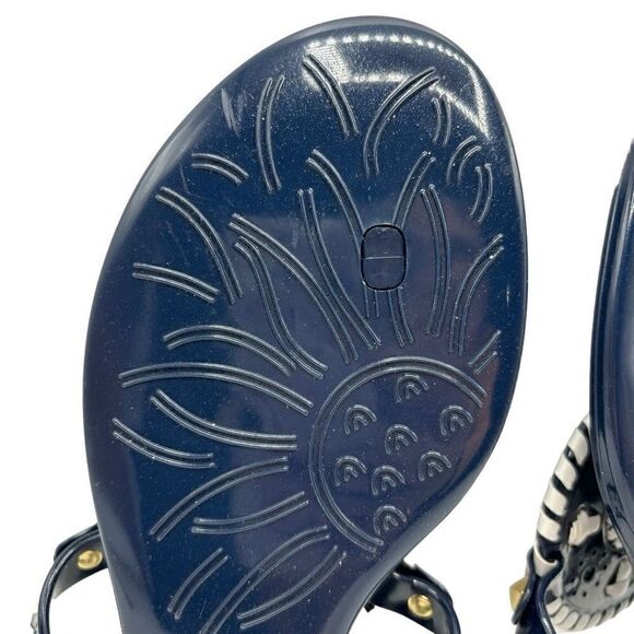 Jack Rogers Striped Georgica Jelly Sandals Midnight/White Size 8 - Picture 7 of 8